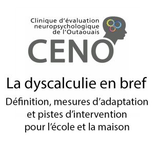 Image de présentation de la vidéo La dyscalculie en bref de la CÉNO, portant sur la définition, les mesures d’adaptation et les pistes d’intervention pour l’école et la maison.